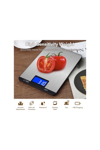 Maoyaya Tartısı Tartısı Tartı Siyah Seçeneği Şarjlı Pişirme Paslanmaz Ölçüm Mutfak Mutfak Lcd İçin Hassas Ekran Dokunmatik Dijital Dijital Dijital Çelik Butonlar Birim 7 3g/0.1oz 10kg/22lb Qo Siyah