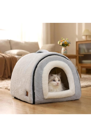 Kapalı Kediler İçin Kedi Yatağı, Katlanabilir Kedi Mağarası, Kaymaz Ve Suya Dayanıklı Taban, Kapalı Kediler Vey