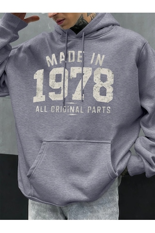 Startmore Tarzsokak 1978'de Üretilmiştir Tüm Orijinal Parçalar Baskılı Erkek Günlük Moda Kapüşonlular Büyük Beden Gri