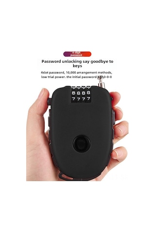 Springsun Motorsiklet Kask Kilitleri, Elektrikli Bisiklet Antifantezi Koruması, Uzatılabilir Çelik Tel, 4 Basamaklı Şifre Kilidi Siyah C32 Modeli