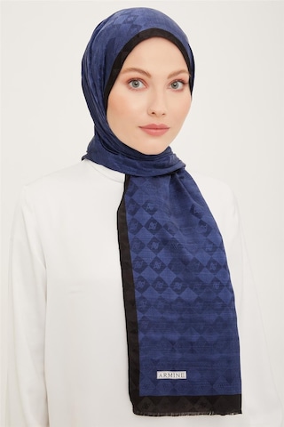 Armine Elegance İpek Pamuk Şal 35 Lacivert