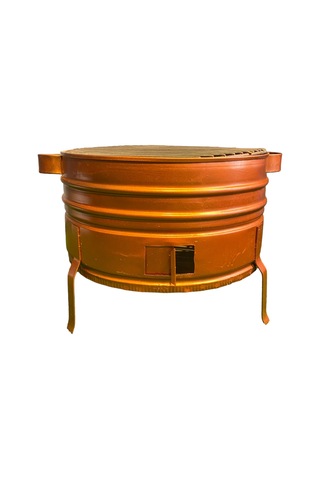 35 Cm Yüksek Ayaklı 3 Kapaklı Bakır Boyalı Yuvarlak Mangal Bakır