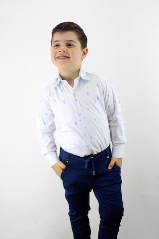 Doctor Junior Erkek Çocuk Katlanır Kollu Slim Fit Gömlek Mavi
