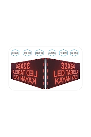 32x64cm Led Tabela Çift Taraflı Kayan Yazı-kırmızı