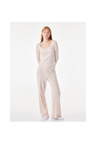 Koton Pamuklu U Yaka Fiyonk Detaylı Uzun Kollu Pijama Takımı Pembe 7wlk40212mk Gül