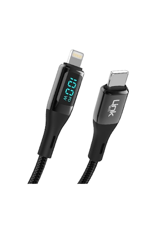 LinkTech K683 Dijital Göstergeli Type-C - Lightning 100W Data ve Şarj Kablosu 1mt