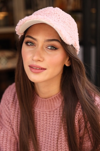 Kadın Kıvırcık Peluş Kep Şapka Rkş-07 Pudra Pudra