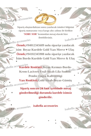 Dökülen İncili Isimli Yüzük Kurdelesi Söz - Nişan Kurdelesi