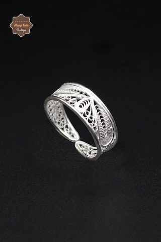 Çiçek Alyans Model El İşçiliği 925 Ayar Gümüş Telkari Kadın Yüzük 201023969 Gümüş