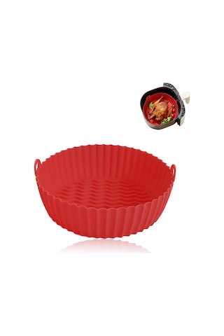 Silicolife Airfryer Silikon Pişirme Kabı – Tüm Hava Fritözleriyle Uyumlu Kırmızı