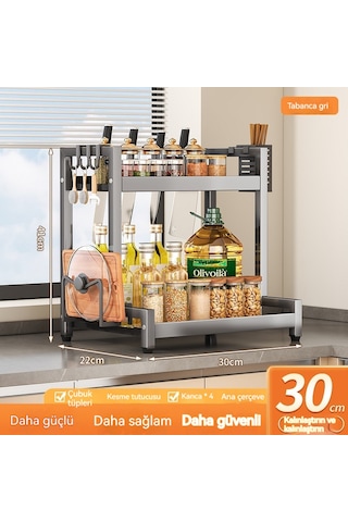 Lyon Gelişim Mutfak Baharat Raf Yağuz Sirke Biberlik Düzenleyici 30cm Siyah