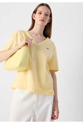 Lacoste V Yaka Organik Pamuk Bayan T-shirt Sarı