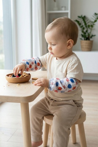 Sıvı Geçirmez Lastikli Bebek Mama Beslenme Kolluğu Seti Çocuk Aktivite Etkinlik Kol Kılıfı Planet