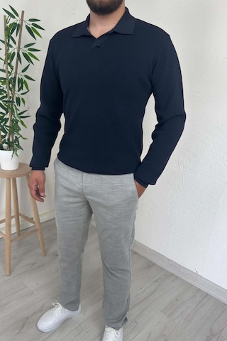Explode - Erkek Lacivert Polo Yaka Regular Triko Kazak Lacivert
