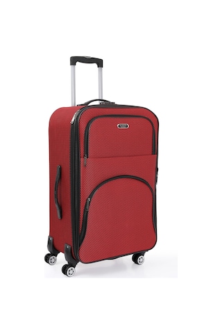 Oleets 8 Tekerli Su Geçirmez Kumaş Büyük Boy Valiz Bordo