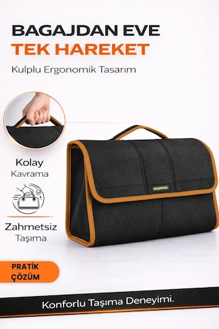 Oto Bagaj Organizer Bagaj Çantası L Boy Kaymaz Cırt Bantlı Velur Kompakt Düzenleyici - Vlx5