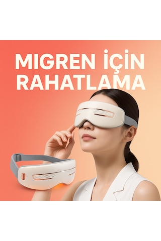 Göz Masaj Aleti Kali Taşınabilir, Isıtmalı, Soğutmalı, Bluetooth , Akapunktur Masaj Aleti Beyaz - Altın
