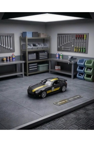 Süper Yarış Arabası Mercedes-AMG GT Çek-Bırak Açılabilir Kapılı 12 cm Oyuncak Araba Siyah