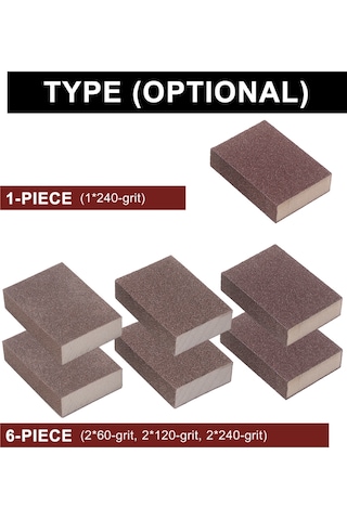 Samdoo 6'li Zımpara Sünger Seti - Ahşap & Metal Parlatma İçin 60/120/240 Kum