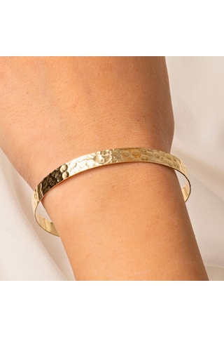 Gümüş Bilezik - Dövülü El İşçiliği Yeni Tarz Kelepçe 925 Ayar Gümüş Bilezik Gümüş