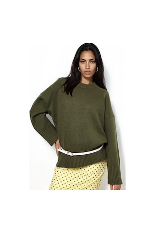 Hiccup Oversize Bisiklet Yaka Örme Kazak Yeşil