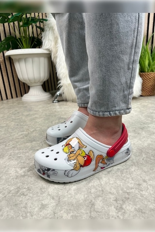Günlük Anne Kız Terlik Sabo Hemşire Doktor Aşçı Sandalet Desenli Taban Crocs Crf-8246 Bunny