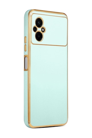 Xiaomi Uyumlu Poco M5 Kılıf Zore Kenarı Gold Renk Silikon Bark Kapak
