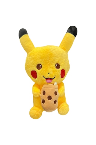 İthal Özel Dokulu Kumaş Pokemon Go Tatilci Pikachu Figür Peluş Oyuncak Uyku & Oyun Arkadaşı 32 Cm. Sarı