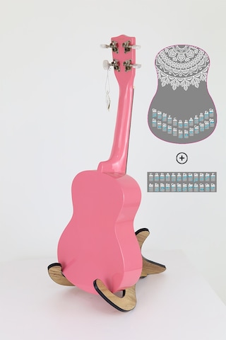 beyaz renk mandala ukulele akor cetveli tablosu stickeri etiketi