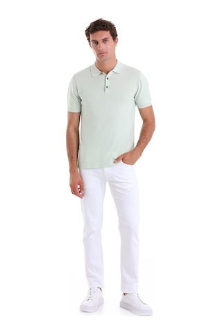 Hatemoğlu Su Yeşili Comfort Fit Düz Polo Yaka Rayon Triko Tişört Yeşil