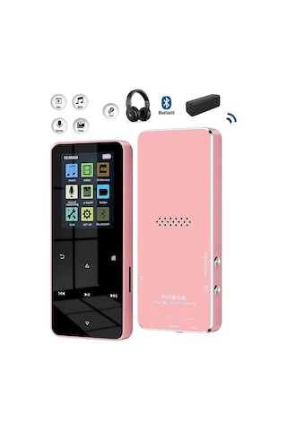 Junglee Bluetooth Lu Mp3-mp4 Çalar Ses Kayıt Fm Radyolu Şarjlı Mp4 Player Dahili Hoparlör 8gb Hafızalı Pembe