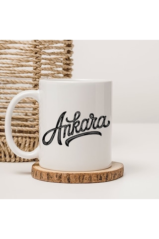 Ankara Yazılı Tasarım Kupa Bardak Şehir Temalı Hediyelik Beyaz