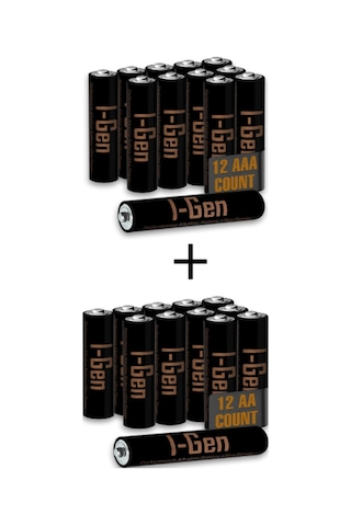 I-gen A174 24'lü Paket Ultra Alkalin Pil 12 Adet Lr03 1.5v Aaa İnce Kalem Pil + 12 Adet Lr6 1.5v Aa Kalem Pil