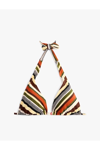 Koton Boyundan Bağlamalı Çizgili Üçgen Bikini Üst Sarı Çizgili 6sak10194mm