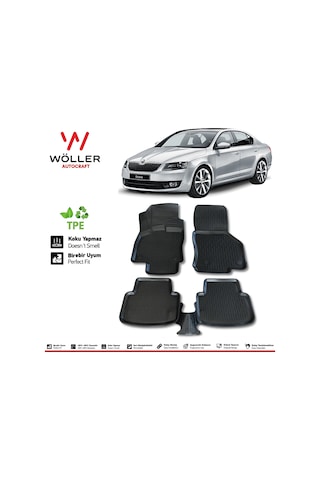 Skoda Octavia Paspas 2013 2019 Arası 3D Havuzlu Wöller Paspas