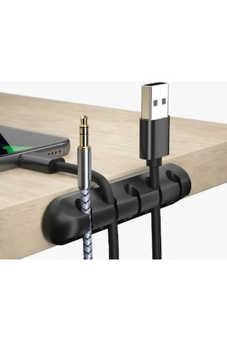 Mopal Siyah Silikon Kablo Toplayıcı 5 Kanallı Yapıs Kanlı Organizer