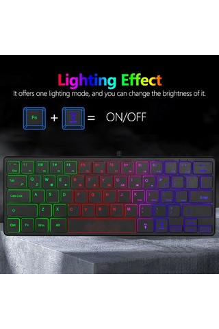 Taşınabilir Kablolu 64 Tuşlu Klavye Kompakt Film Tuş Takımı Hafif Arkadan Aydınlatmalı Klavye Bir Aydınlatma Modu Tak Ve Çalıştır, Siyah