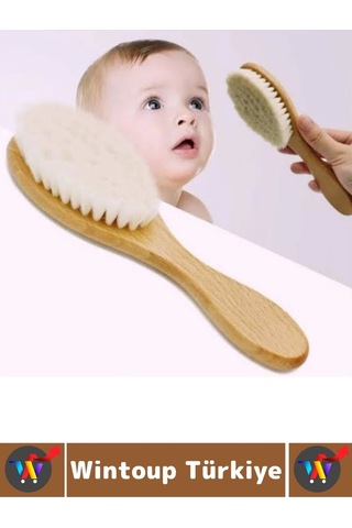 Bebek Hassas Cilt İçin Banyo Saç Bakım Tarak Fırça Organik Keçi Kılı Ahşap Saplı Bebek Banyo Tarağı