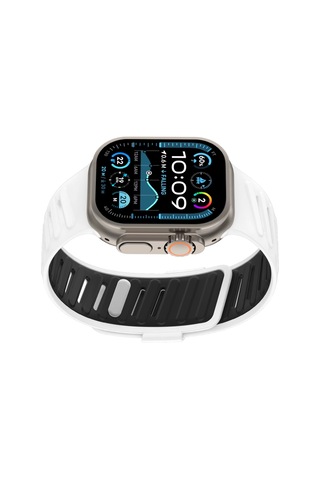 Ny Joy Watch Ultra 49mm Twin Silikon Kordon - Beyaz-siyah Nyjoybz