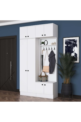 Rani Ea145 Modern Portmanto Askılı Ayakkabılık Vestiyer Beyaz