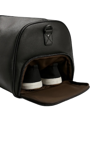 Seyahat Çantası Ayakkabı Bölmeli Spor Deri Siyah