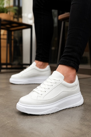 Mevese Rovero Erkek Bağcıklı Cilt Günlük Sneaker Ayakkabı Beyaz