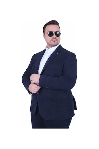 Mocgrande Erkek Büyük Beden 4 Drop Blazer Şönili Ceket 500602 Lacıvert Lacivert