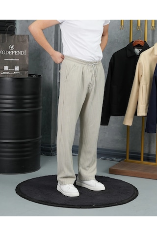 Modefendi Örgülü Model Baggy Kesim Jogger İpli Pantolon Gri