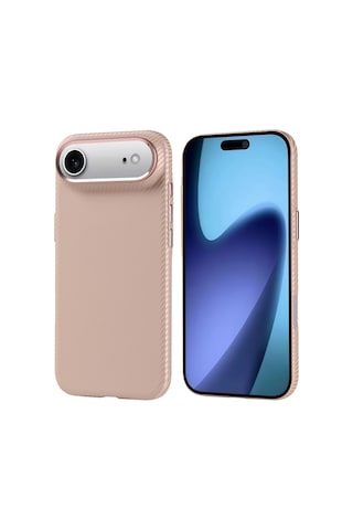 Zore Apple iPhone Uyumlu 17 Air Kılıf M-safe Şarj Özellikli Karbon Fiber Görünümlü Nvth Nekst Kapak - Gold Altın