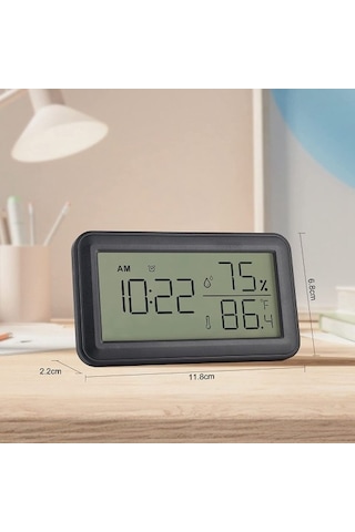 Goldenqian Termometre Higrometre Iç Mekan, Çalar Saatli, Lcd Dijital Sltyuk Siyah