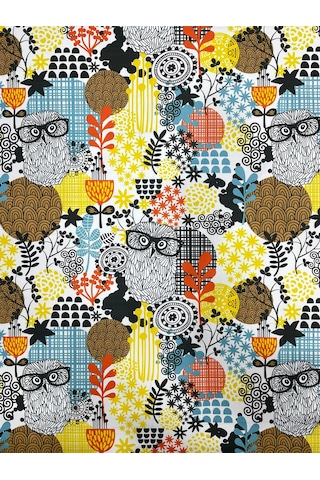 Baykuş Desenli Kumaş Kırlentlik Döşemelik Kumaş Dijital Baskı