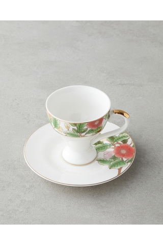 Garden Dream New Bone China 4 Parça 2 Kişilik Kahve Fincan Takımı 90 Ml Yeşil-beyaz Yeşil-beyaz