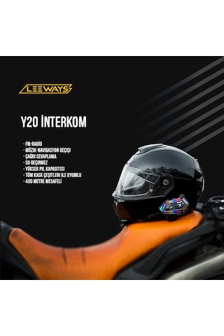 Leeways Y20 Bt5.3 Motosiklet Kask Kulaklık Intercom Işıklı Motorsiklet Interkom