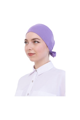 Modish Group Pratik Bone Pamuklu Tesettür İç Bone, Başörtüsü İçin Hazır Viskon Şapka, Namaz Günlük Kullanım İçin Lila